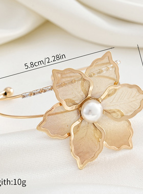 欧美热销花朵设计感女士开口手镯时尚轻奢复古小众手饰女