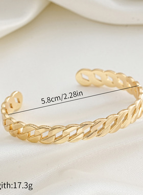 货源时尚女士开口手镯冷淡风不掉色手饰轻奢小众设计感