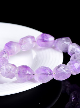 久雅水晶天然紫超七随形切角手链紫色超七随型刻面手串