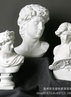 0c大卫北欧3现代石膏像素描人物像雕30CM人头塑摆件办公设室m样板