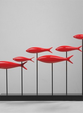 招财群鱼摆件工艺品现代客厅玄关电视柜装饰品乔迁新居软装