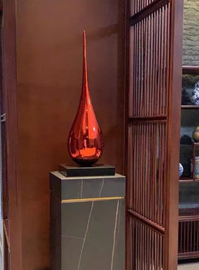 抽象水滴雕塑摆件售楼处玄关过道大理石底座商场酒店会所软装饰品