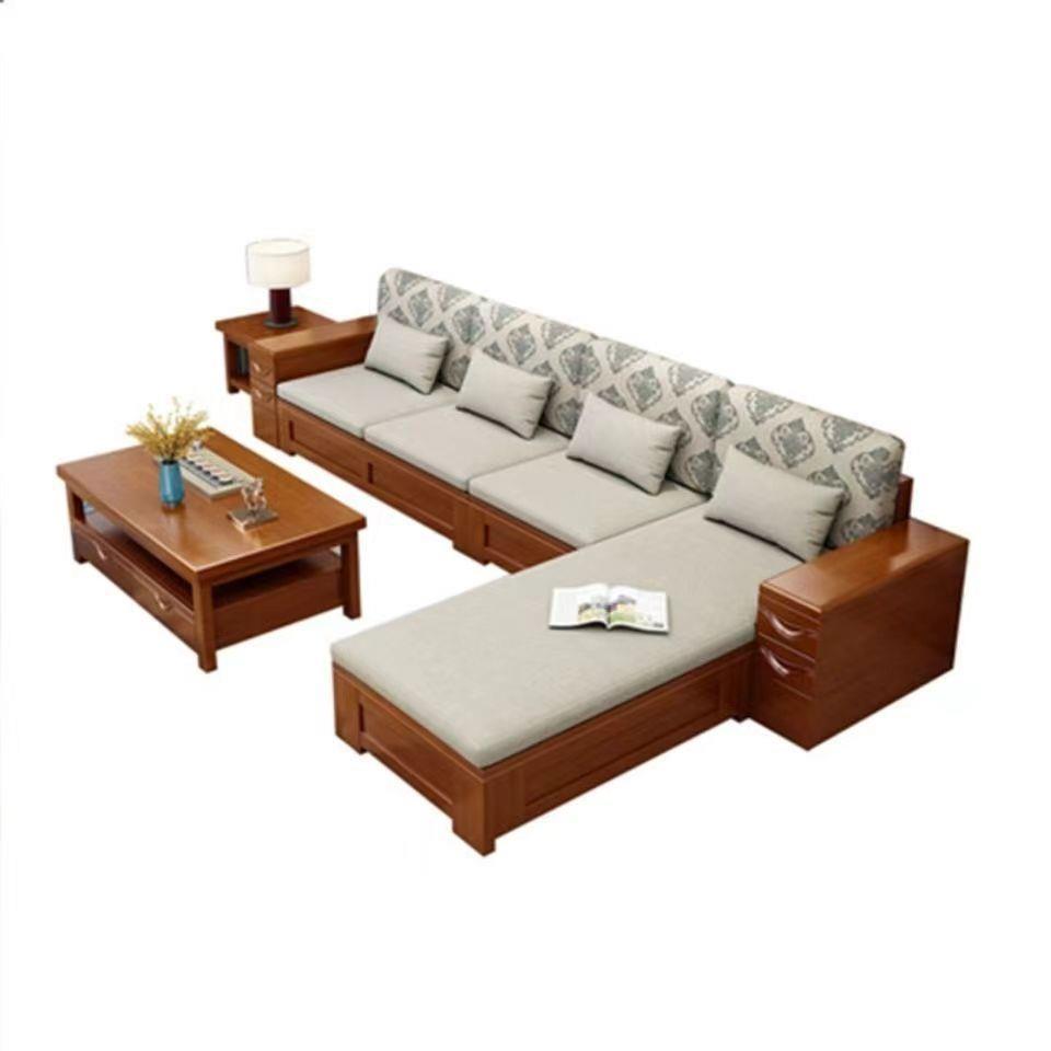 实木沙发组合冬夏两用储物沙发现代简约小户型新中式高档客厅家具 - 图3