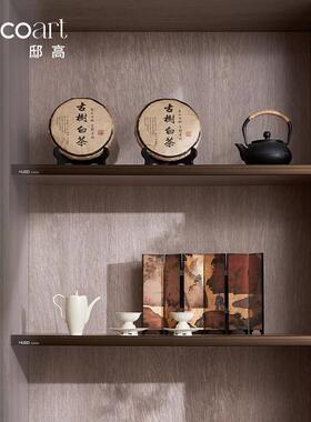 邸高商业茶空间设计中式茶室软装放格茶柜装饰KYJ摆件搭配品新开