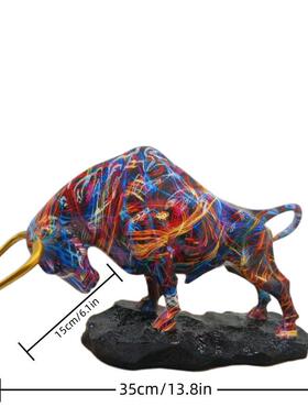 创意水转炫玄彩华尔街牛件工艺品树脂家居客摆厅关桌面装D2444印