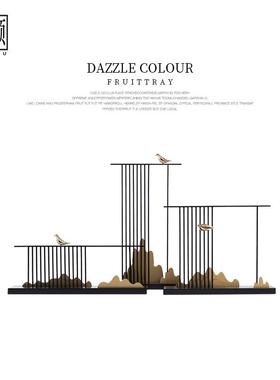 新中ML8938式奢金属山水禅意房软装摆书样板间客厅轻玄关创意件铁