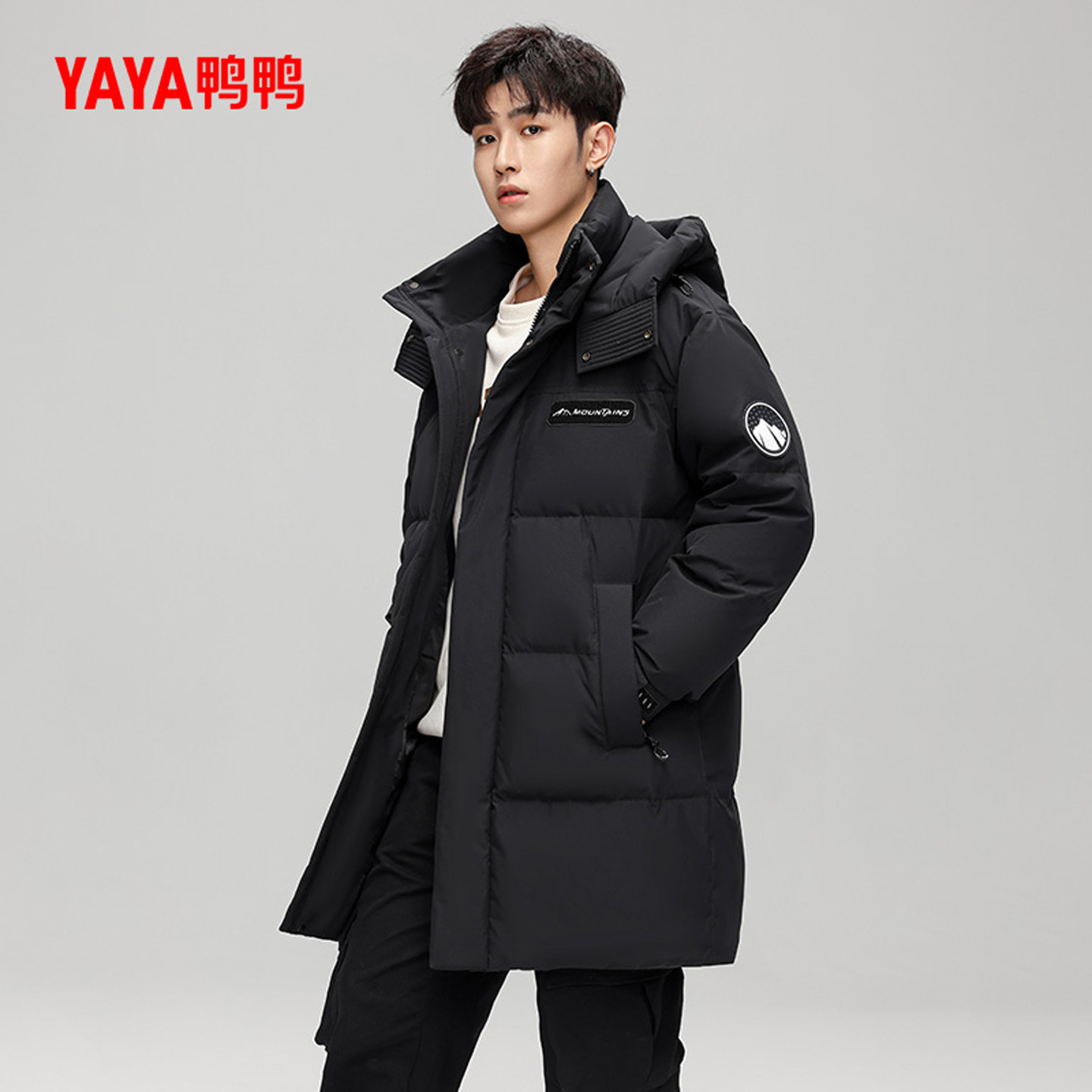 鸭鸭羽绒服男士2024年冬季新款中长款连帽时尚百搭加厚鸭绒外套A,淘宝优惠券,粉丝福利购,淘宝优惠卷