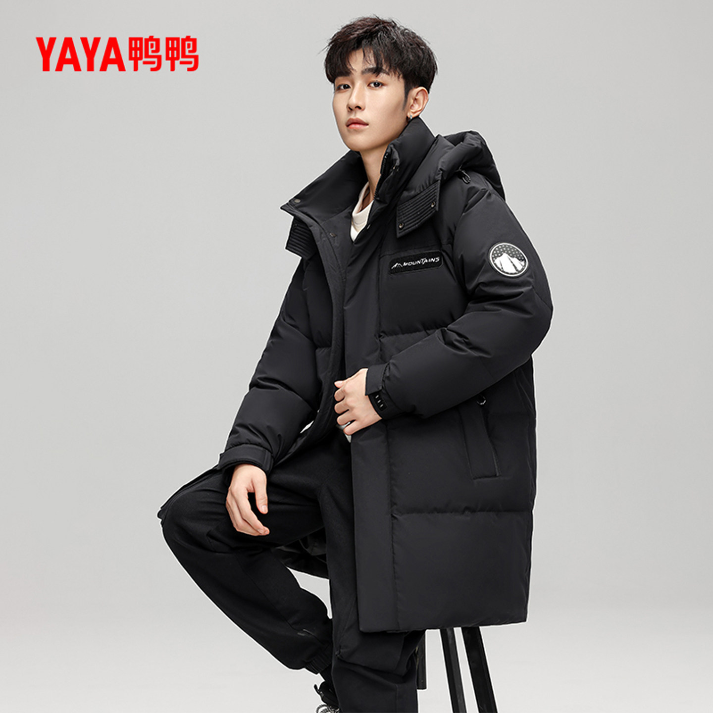 鸭鸭羽绒服男士2024年冬季新款中长款连帽时尚百搭加厚鸭绒外套A,淘宝优惠券,粉丝福利购,淘宝优惠卷