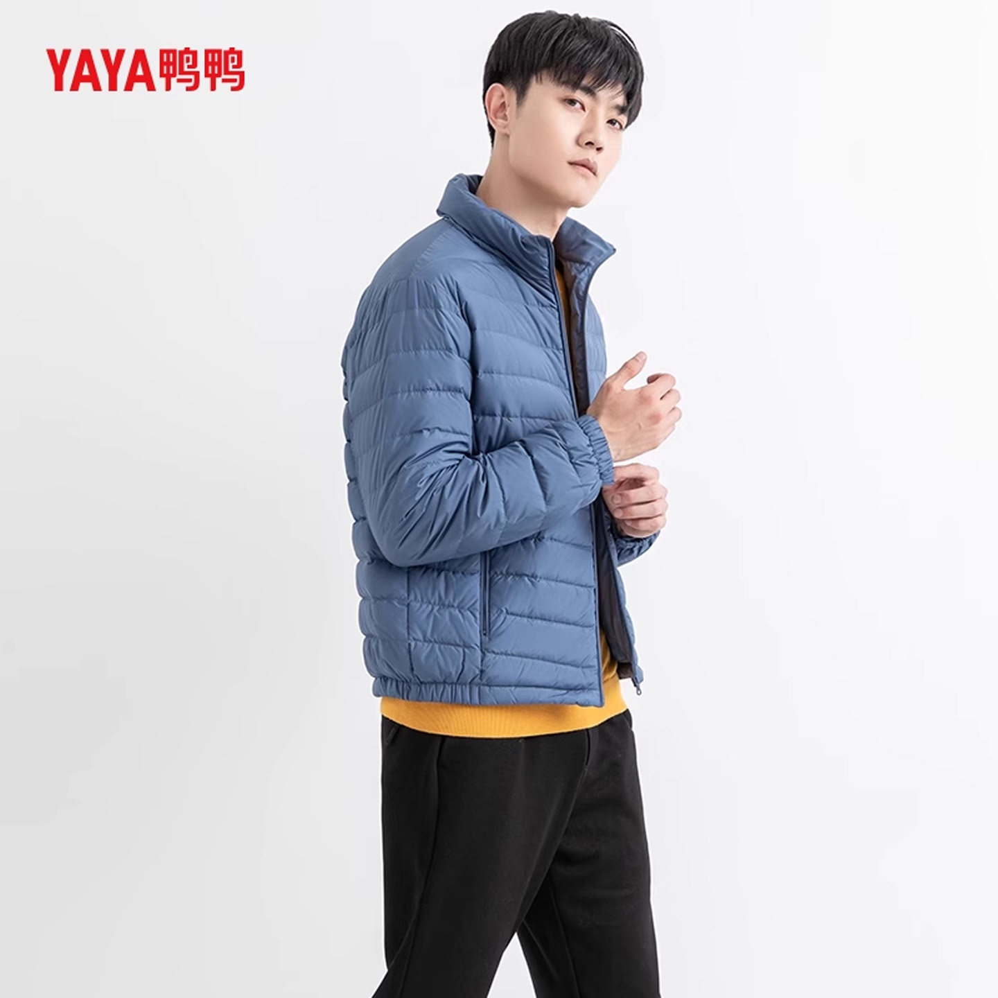 鸭鸭2021年秋冬季新款羽绒服男短款立领轻薄保暖时尚帅气羽绒衣潮