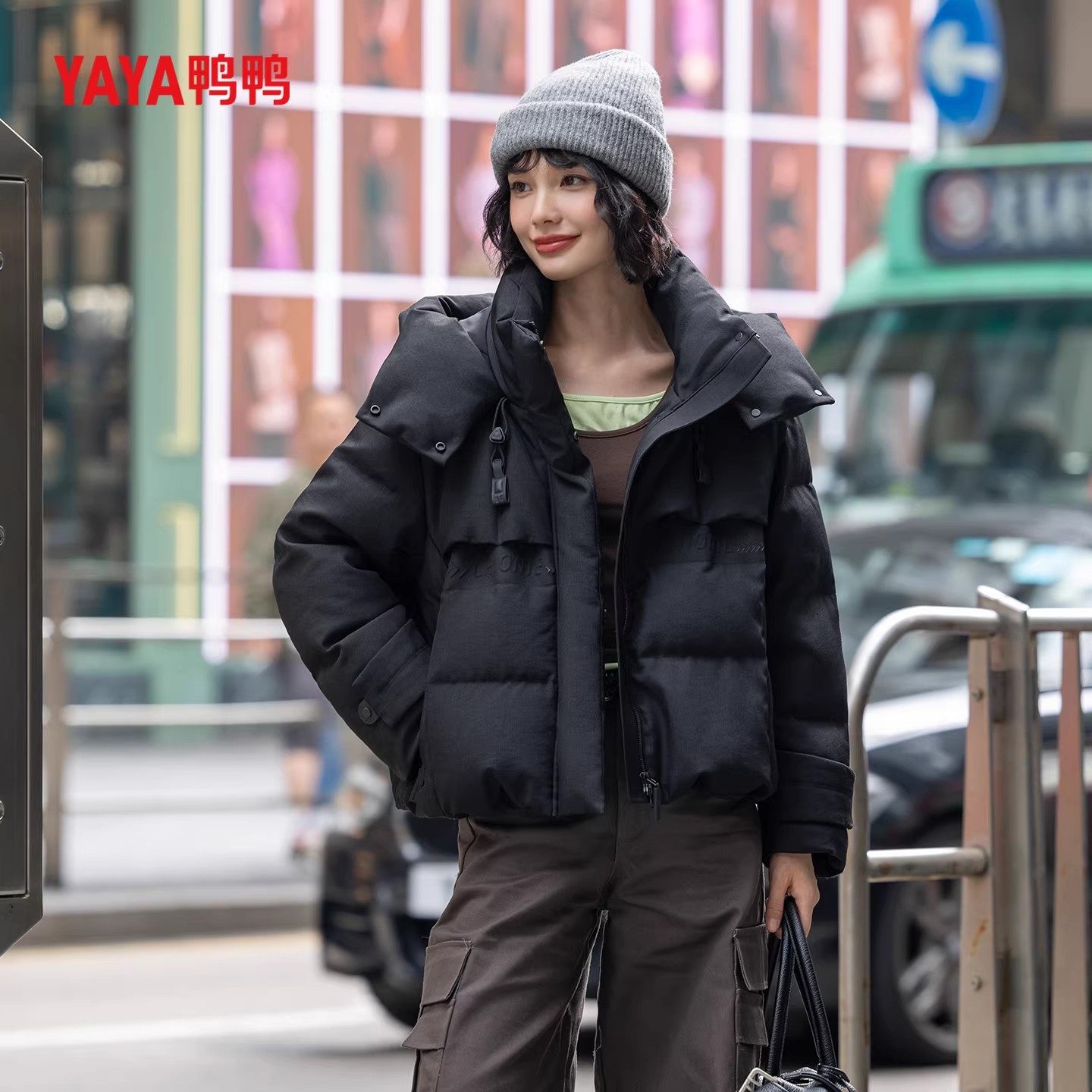 YAYA鸭鸭短款加厚羽绒服女2025秋冬新小个子百搭连帽直筒时尚外套,淘宝优惠券,粉丝福利购,淘宝优惠卷