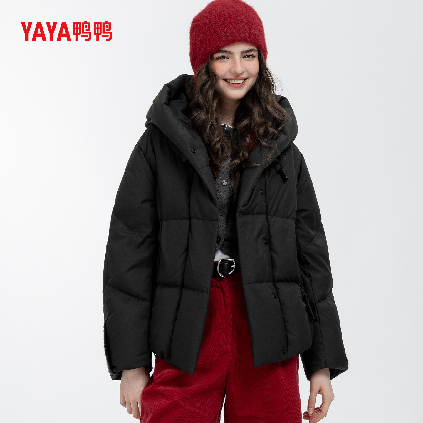 YAYA鸭鸭2025冬装短款连帽羽绒服女休闲宽松韩版气质时尚保暖外套,淘宝优惠券,粉丝福利购,淘宝优惠卷