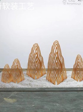 定制抽象铁艺假山酒店大堂会所庭院客厅金属工艺落地造景装饰