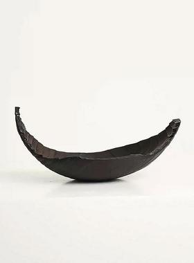 侘寂风黑色日式果盘居家酒店样板间客厅民宿家用茶室装饰品摆件