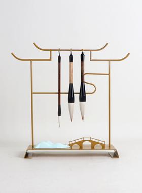 新中式摆件禅意高端客厅酒柜玄关毛笔架样板间创意家居软装工艺品