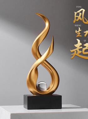 轻奢艺术高档风生水起桌面摆件酒柜电视柜客厅办公室树脂工艺品男