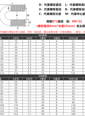 M6M8M10M12 304不锈钢U型螺栓塑料管排水管管卡U形螺丝骑马卡管箍