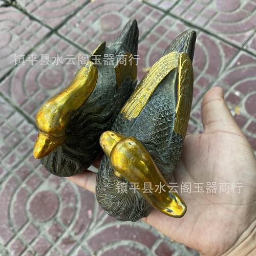 鎏金SDR001鸯摆件支持家居铜器壶铜样板间酒装饰鸳品工艺品 - 图0