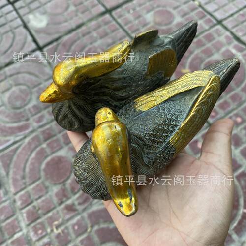 鎏金SDR001鸯摆件支持家居铜器壶铜样板间酒装饰鸳品工艺品 - 图2