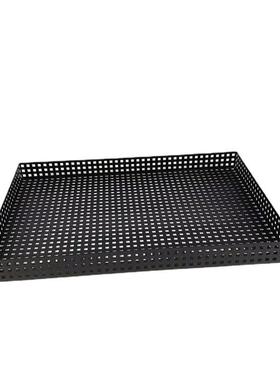 现代简约镂空托盘长方形黑色金属客厅茶几茶盘装饰摆件软装饰品