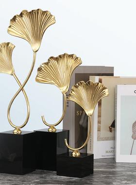 银杏叶金属摆件北欧现代ins电视柜书房柜家居饰品创意工业品摆设