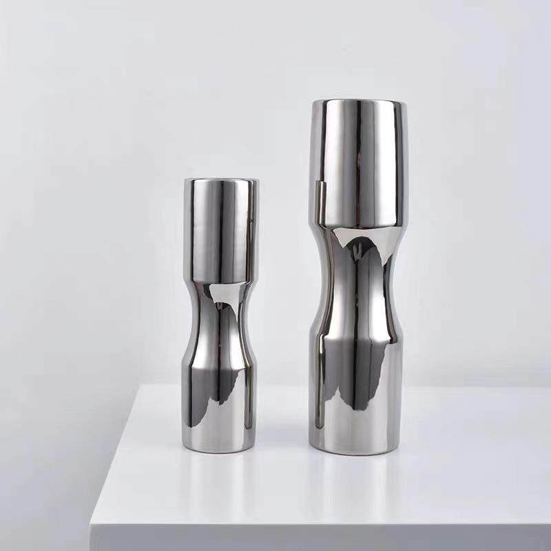 现代简约家居饰品北欧电镀银色陶瓷餐桌花瓶软装饰艺术摆件白瓷,淘宝优惠券,粉丝福利购,淘宝优惠卷