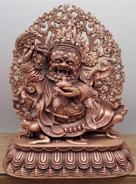 现货速发尼泊尔藏传纯铜二臂大黑天护法红铜噶举派佛像红随身家居
