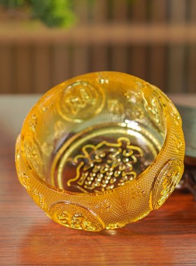 快速发货人造水晶福禄寿财喜聚宝盆摆件家K用客厅装饰品乔迁开业