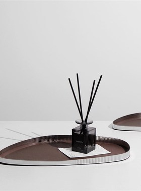 快速发货新品现代轻奢餐s厅桌面几何托盘客厅茶几金属皮质收纳盘