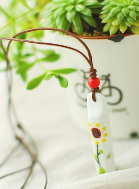 现货速发陶瓷口哨子项链情侣饰品吊坠 传统可吹响手工绘制流行时