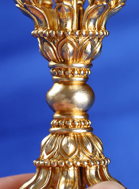 现货速发尼泊尔工艺黄铜加厚九股金刚杵法器雕刻莲花藏式降魔杵家