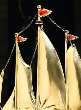 现货速发一帆风顺铜帆船摆件招财客厅办公室酒柜轻奢装饰开业乔迁