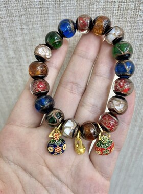 现货速发北京香灰琉璃手串手链吞金兽手链环珠本命年法物流通处香