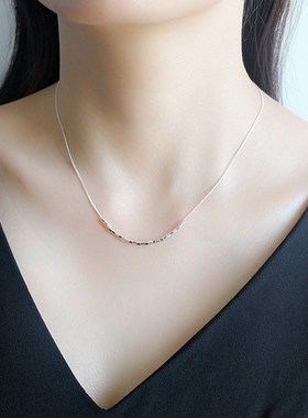 现货速发S项链极简冷淡风设计感小方块轻奢小众简约高级感锁骨链