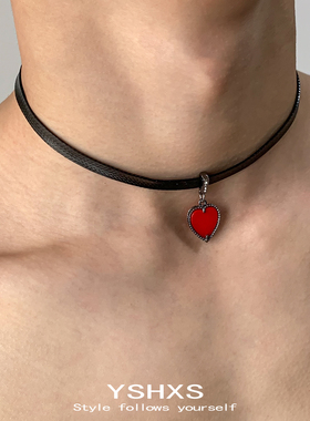 红色爱心吊坠简约项圈