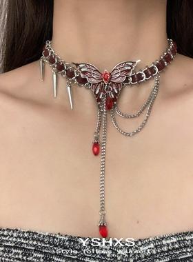 男女小众高级感蝴蝶铆钉缠绕项链