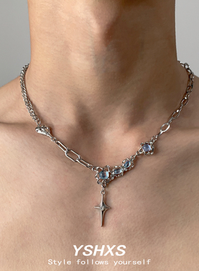 甜酷美式亚文化y2k月光石锁骨链