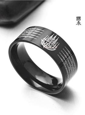 跨境电商泰国五条经文钛钢戒指五条钻石符指环扳指手饰品现货