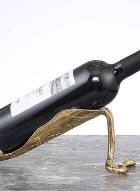 创意红酒架摆件欧式家用客厅葡萄酒展示架现代树叶酒柜酒瓶架铜制