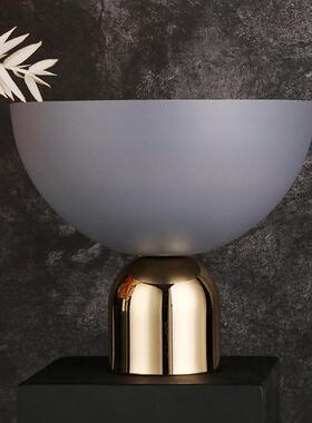 圆形水果盘高档轻奢高脚托盘样板间售楼处北欧风摆件艺术软装饰品