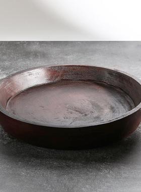 现代轻奢样板房售楼处客厅餐厅仿木纹水果盘摆件收纳托盘软装饰品