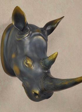 创意欧式复古仿真犀牛动物头树脂壁挂客厅酒吧墙面装饰品乔迁