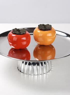 简约现代几何高脚圆形水果盘摆件售楼处样板间家居桌面收纳托盆