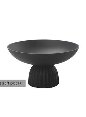 现代新中式侘寂黑色高脚托盘摆件收纳水果盆客厅茶几餐桌软装饰品