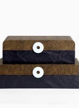 新中式收纳盒首饰盒摆件做旧侘寂风格样板房卧室客厅电视柜摆件