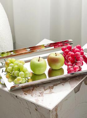 现代简约轻奢极简金属长方形托盘摆件样板房售楼处软装饰品收纳盘