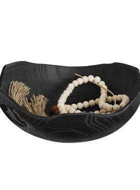 现代简约欧式轻奢水果盘黑色摆件样板房售楼处软装饰品工艺品摆设