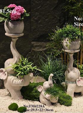 仿真石头仿真动物花器花盆景观摆设园艺花盆花器仿真植物景观