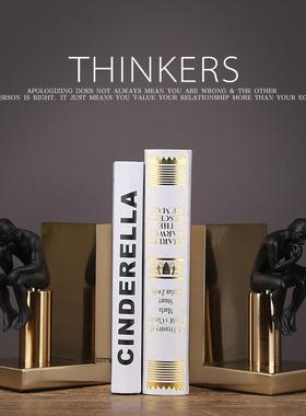 厂家简约现代书房古铜色金属摆件立书靠创意摆件家居摆设人物书挡