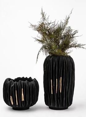 轻奢极简创意折纸树脂花瓶花器软装样板房客厅茶几餐桌面家居饰品