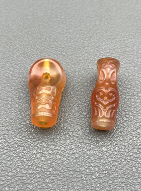 天然红玛瑙雕刻一体三通小规格珠子diy三通隔珠藏式文玩配饰